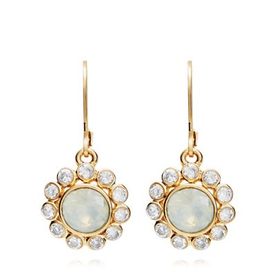 Multi gold and crystal flower leverback drop earrings